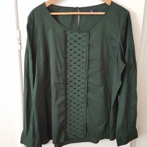 GAP forest green cotton blouse.